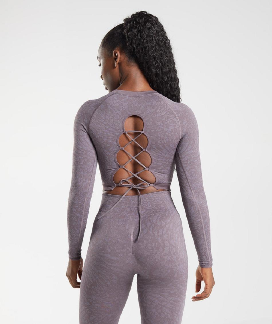 Corp Tops Gymshark Adapt Animal Seamless Encaje Up Back Mujer Moradas | CO 2469FDN